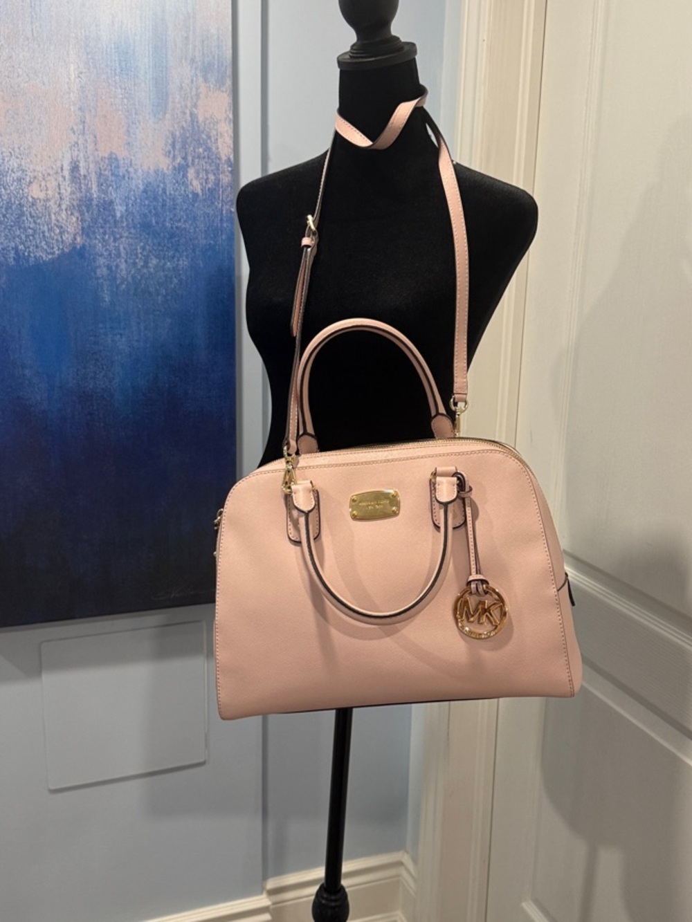 Michael Kors Blush Pink Leather Satchel with Shoulder Strap